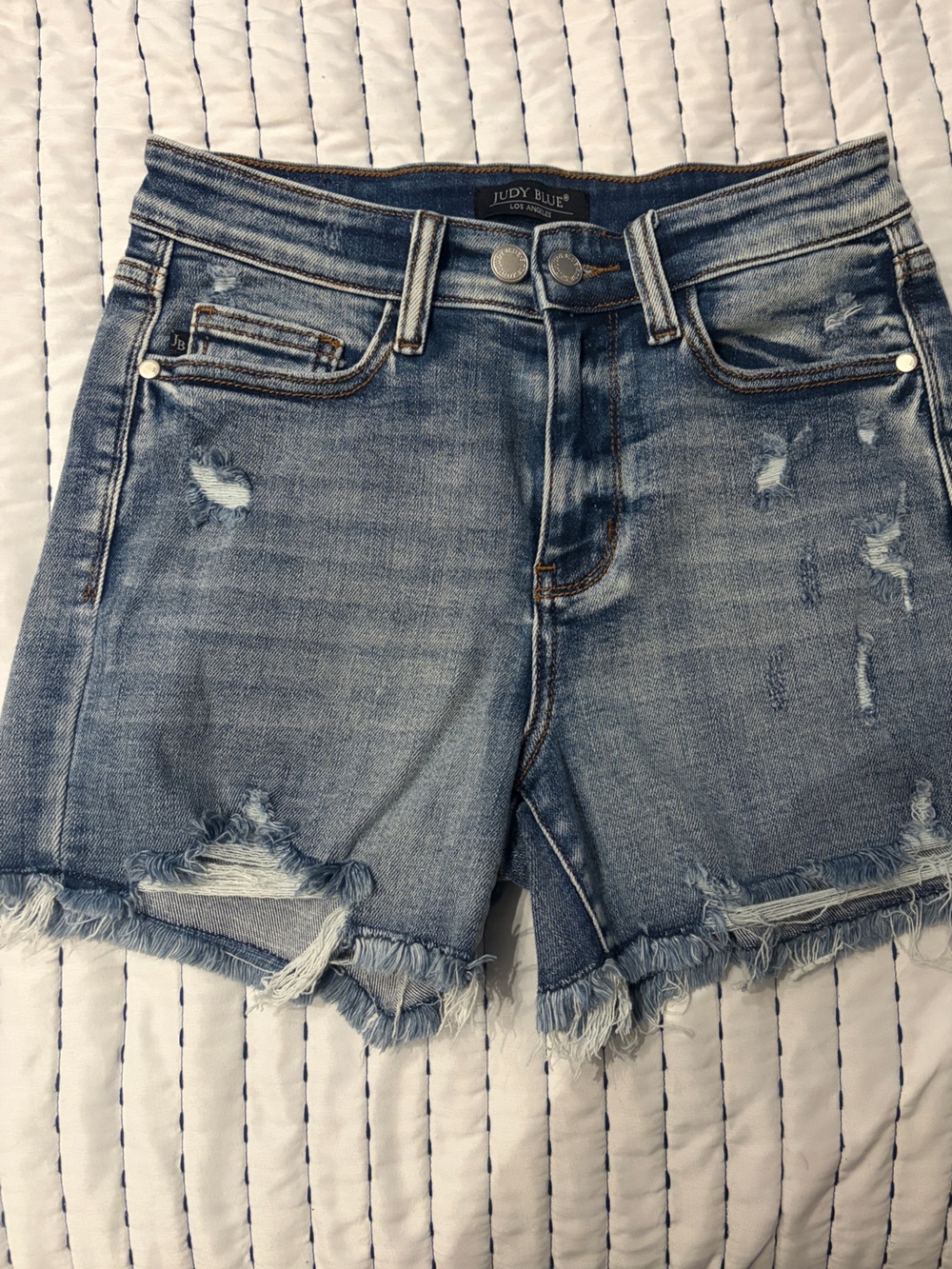Distressed Light Blue Denim Women's Shorts